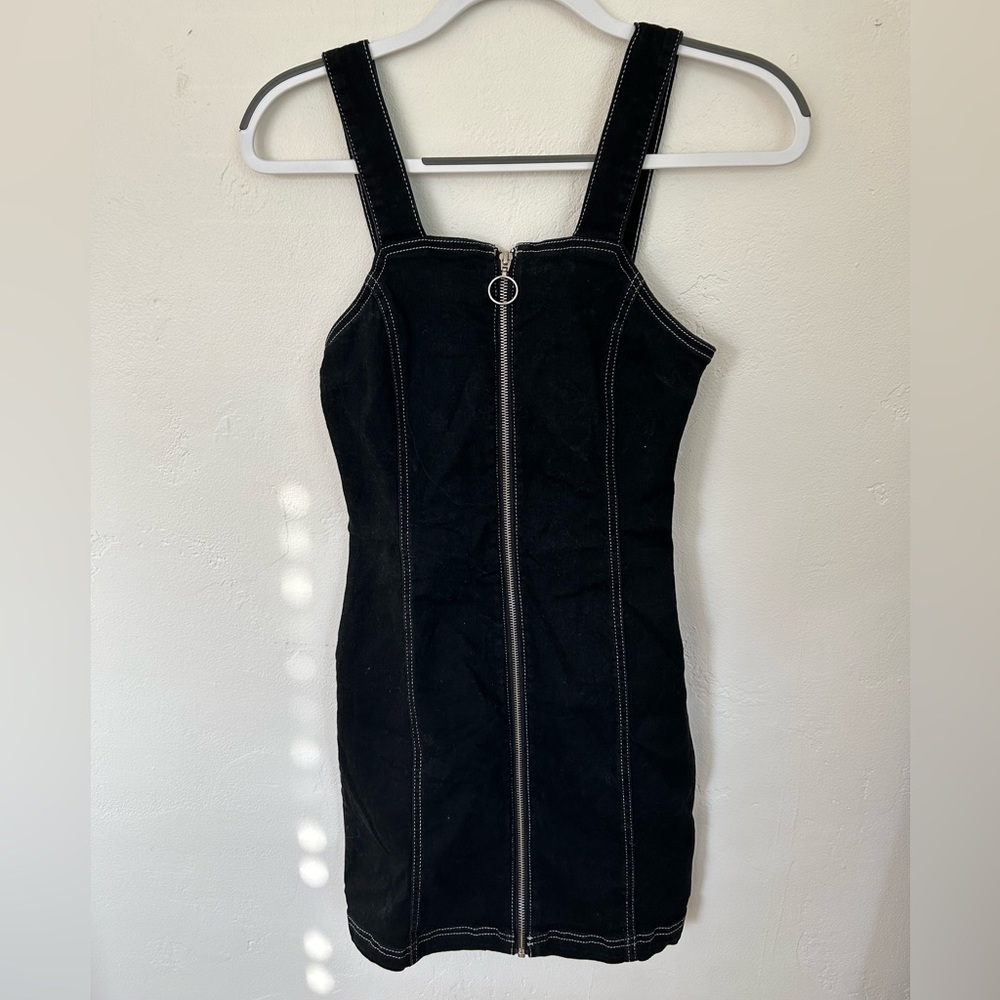 Topshop black denim mini dress
